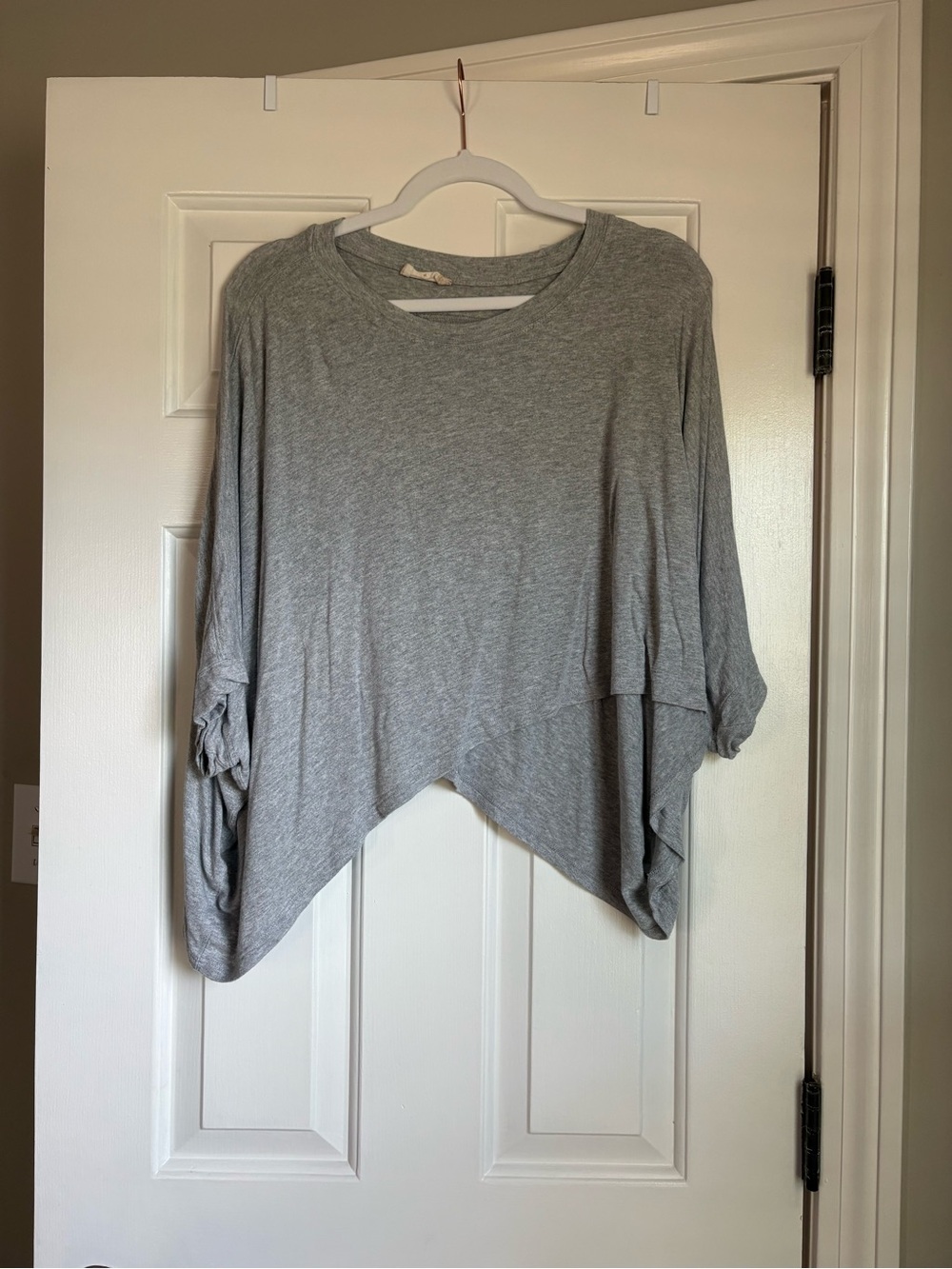Relaxed Gray Dolman Sleeve Women's Top